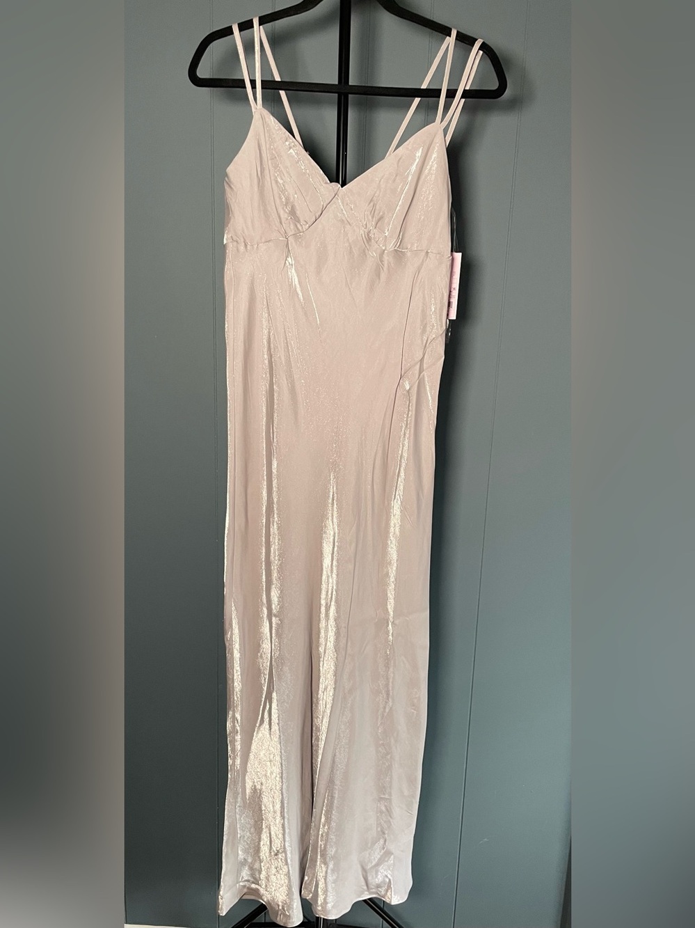 Y2K / 90s Style Silver Iridescent Slip Dress NWT Adjustable Straps Size Medium